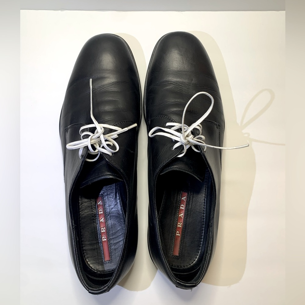 Prada mens black leather shoe